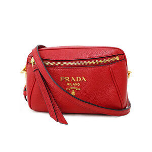 Prada Vitello Daino Small Belt Shoulder Bag Rosso red